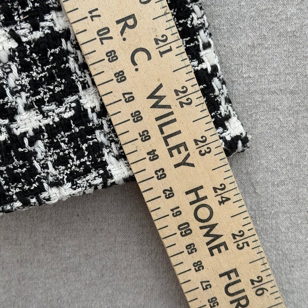 Zara Textured Tweed Cropped Blazer Black White Gold Button Jacket Size M - Picture 10 of 12